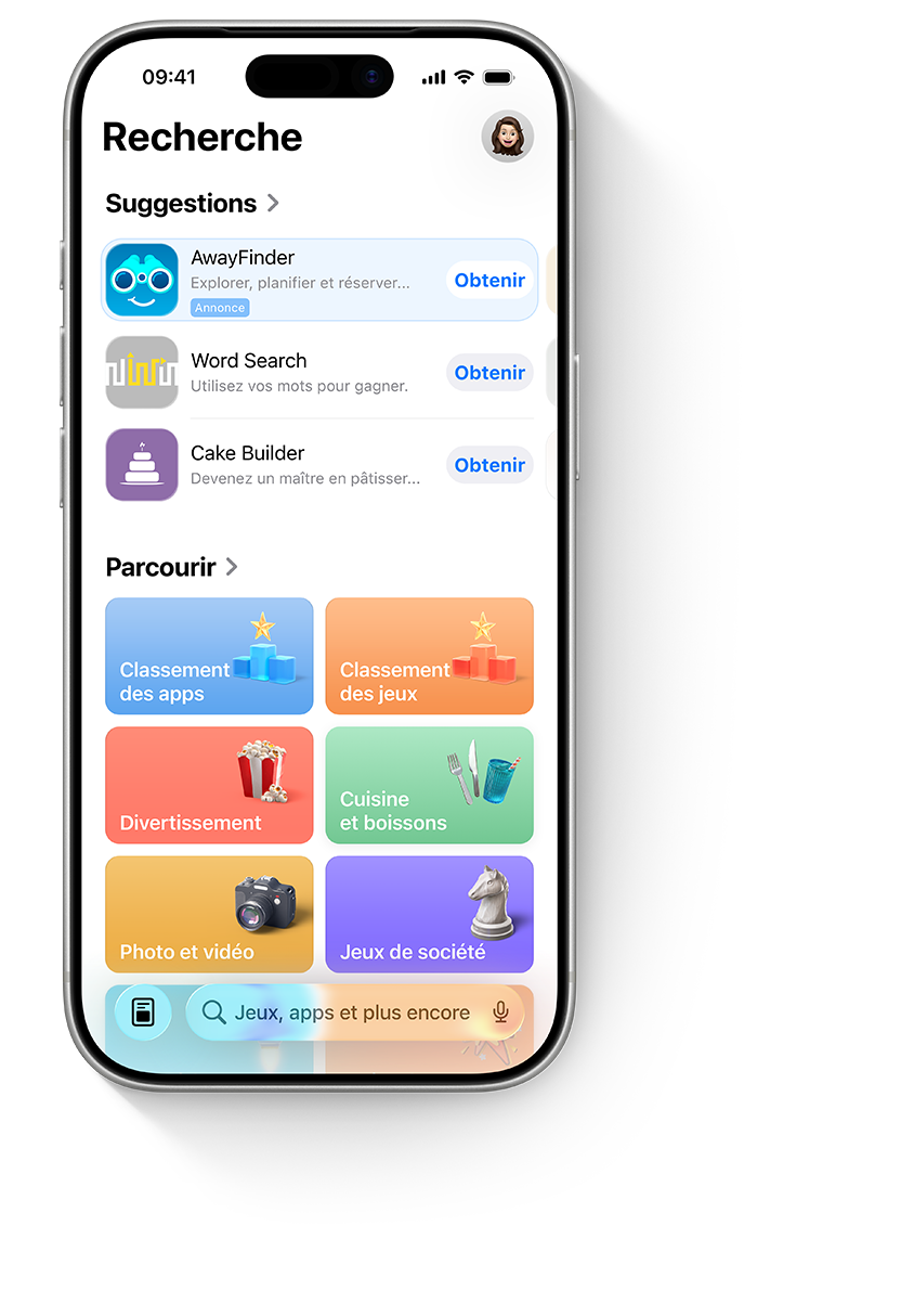 Un iPhone affiche une annonce dans l’onglet Rechercher