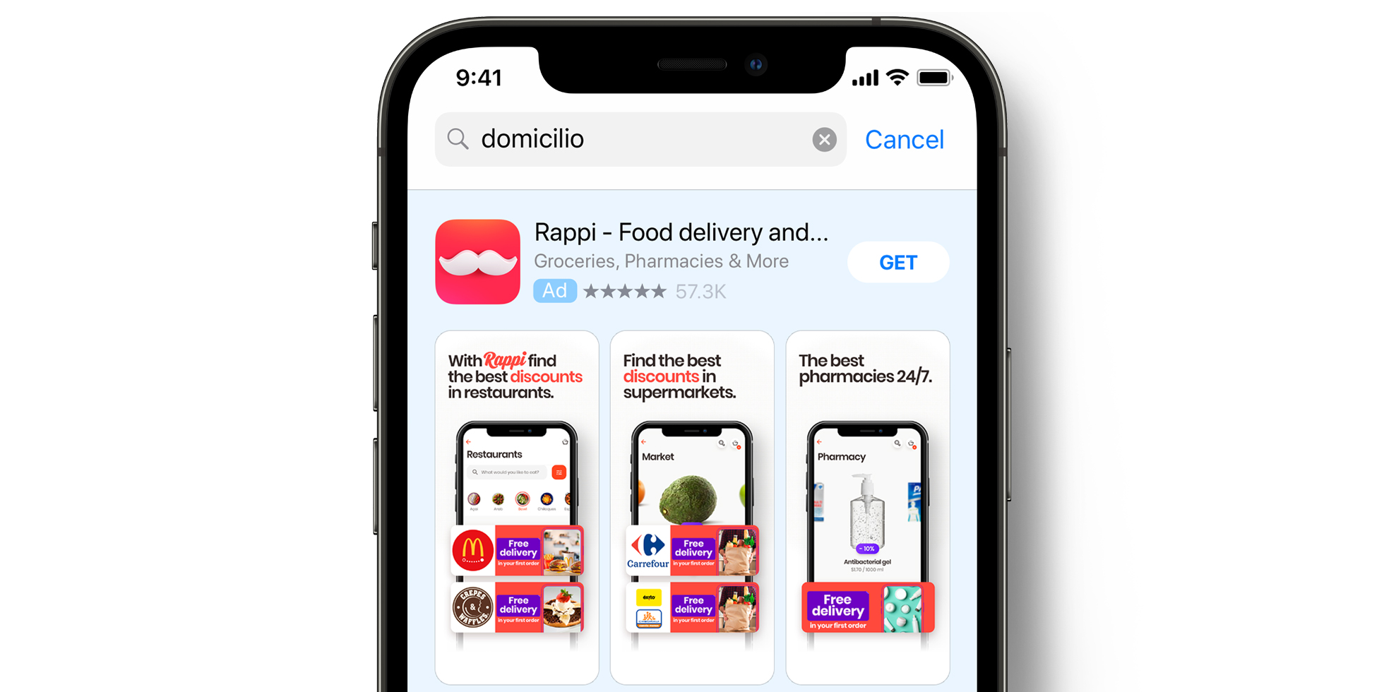 Annonce Rappi sur l’App Store