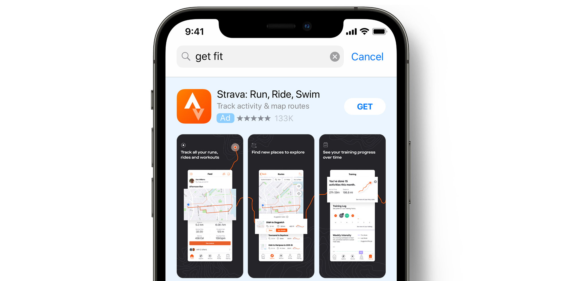 Реклама Strava в App Store