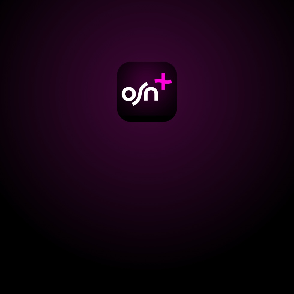 The OSN app icon appearsagainst a deep purple and black gradient background.