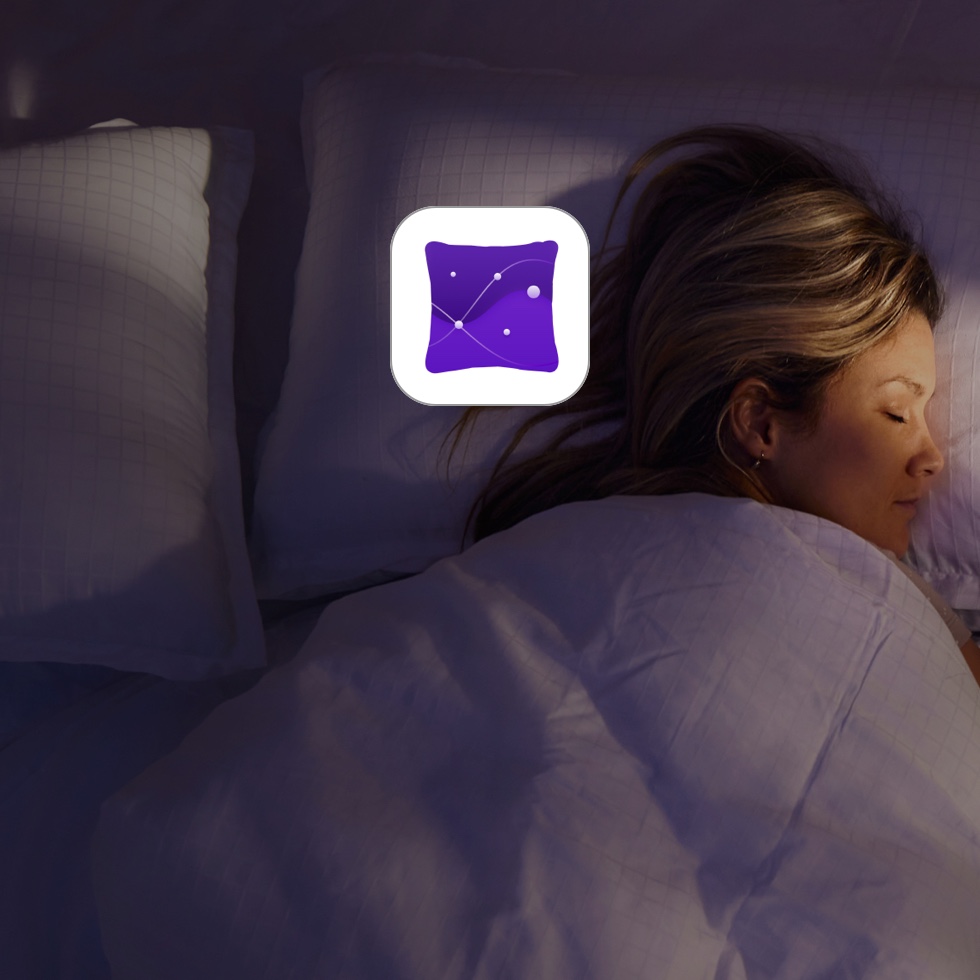 The Pillow app icon appears over a picture of a person sleeping.