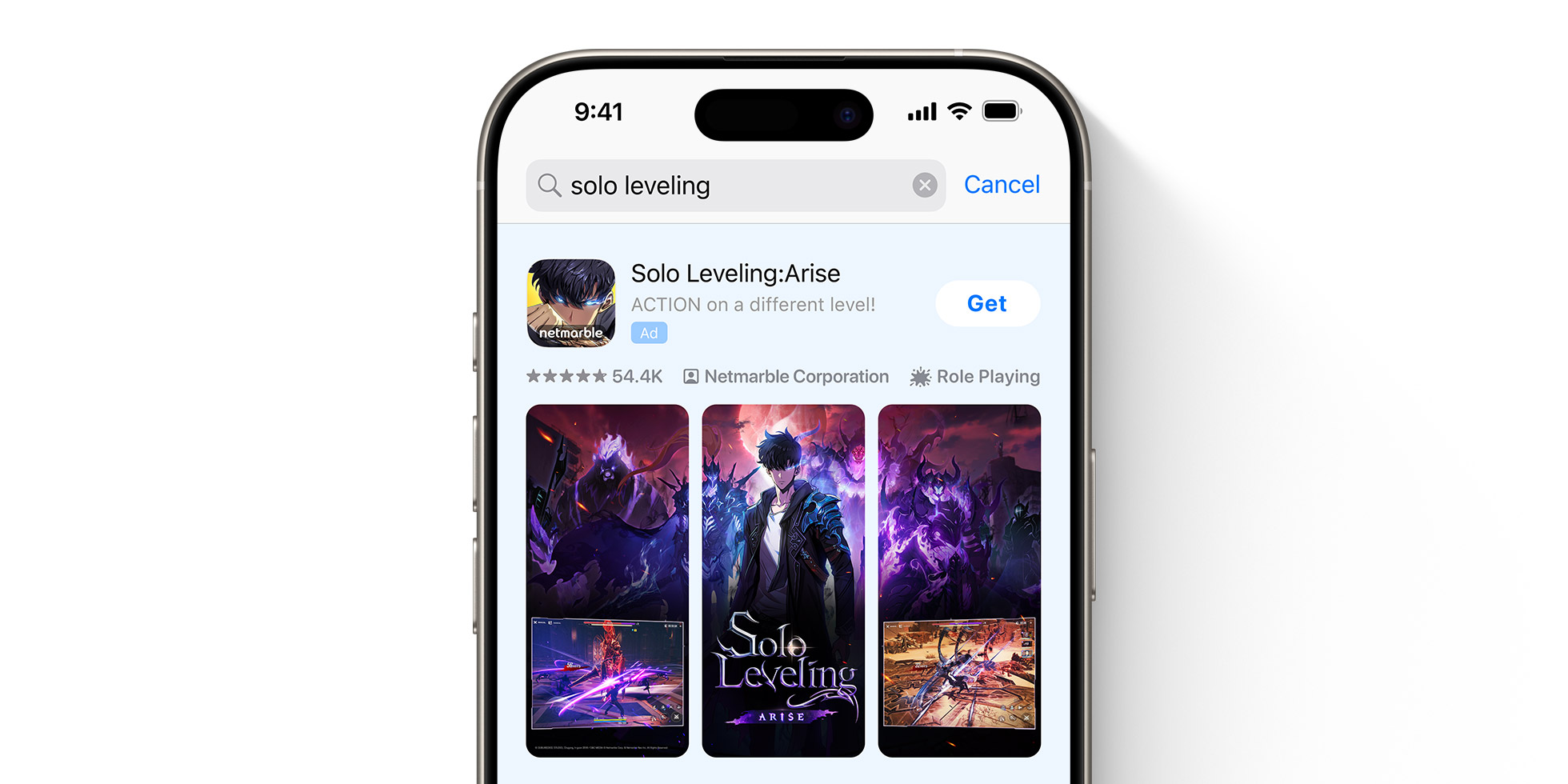 Реклама Solo Leveling в App Store 