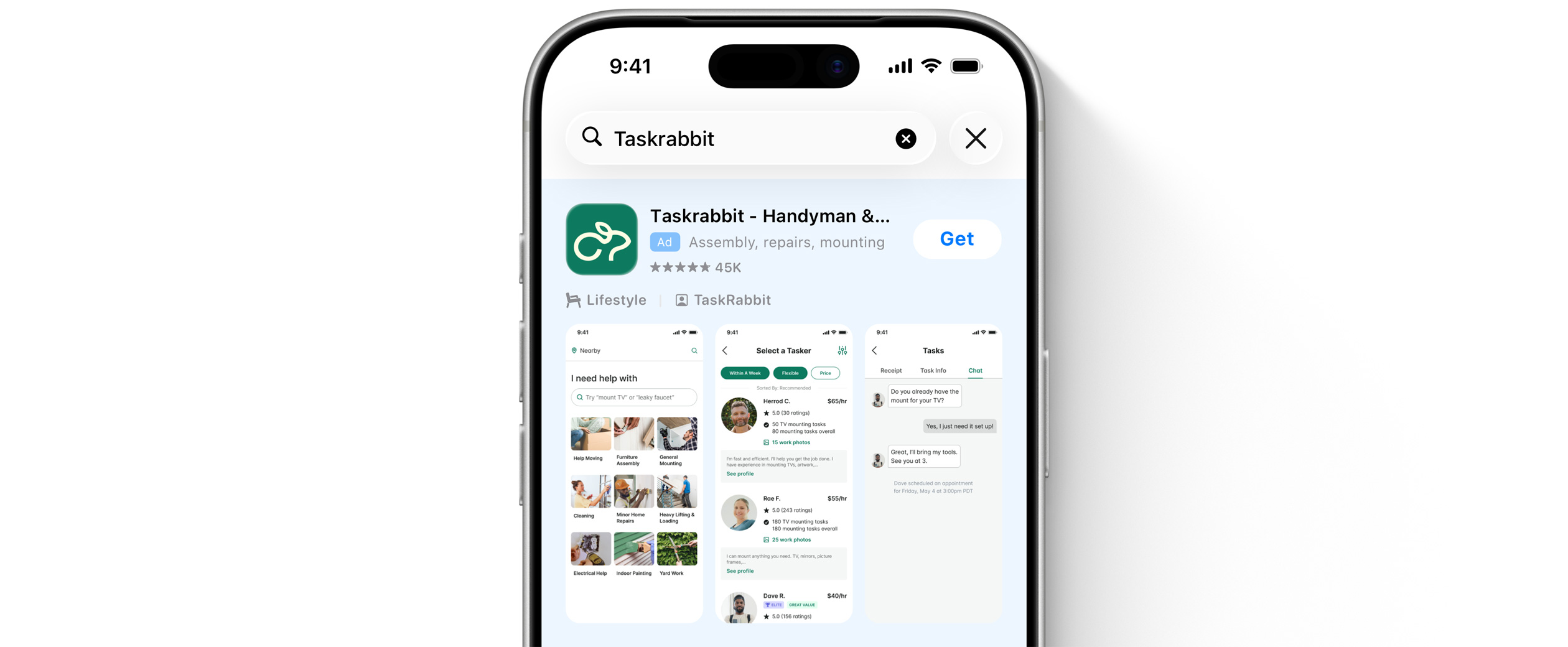  Taskrabbit ad on the App Store.