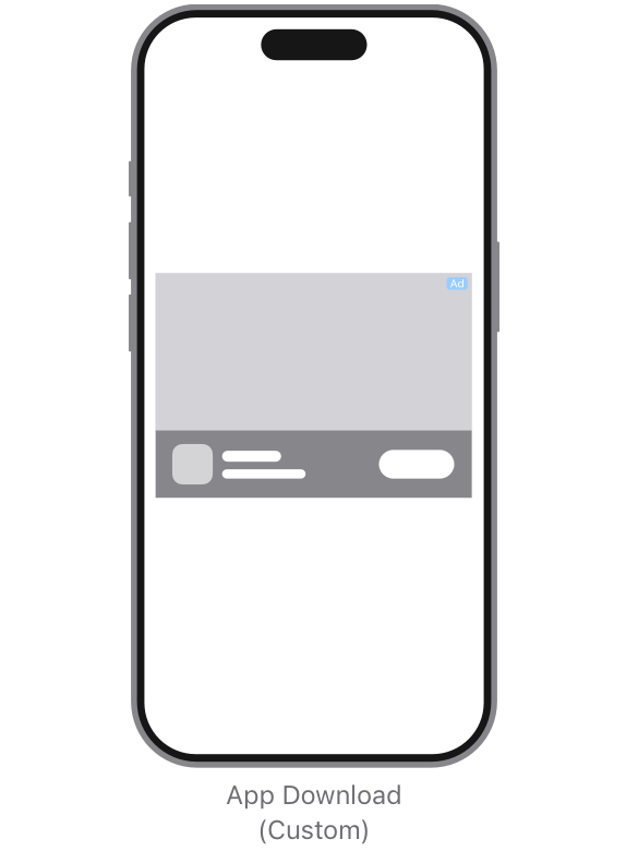 The ad appears in the middle of the page with the hero image at the top, the logo in the bottom left, and CTA in the bottom right.