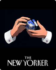 Обложка The New Yorker с иллюстрацией двух рук в рукавах с запонками в виде американского флага, держащих кубик Рубика с изображениями континентов мира. 