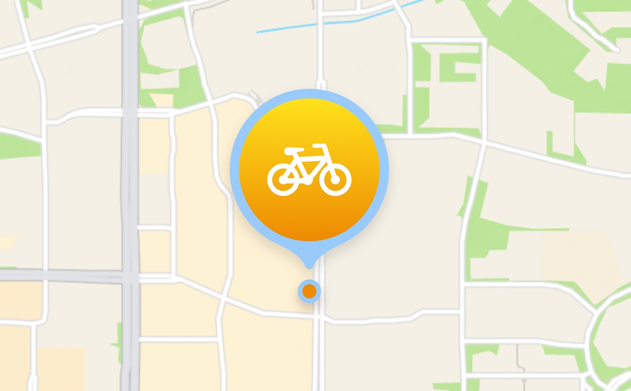Fahrrad-Pin-Symbol in Apple Maps.