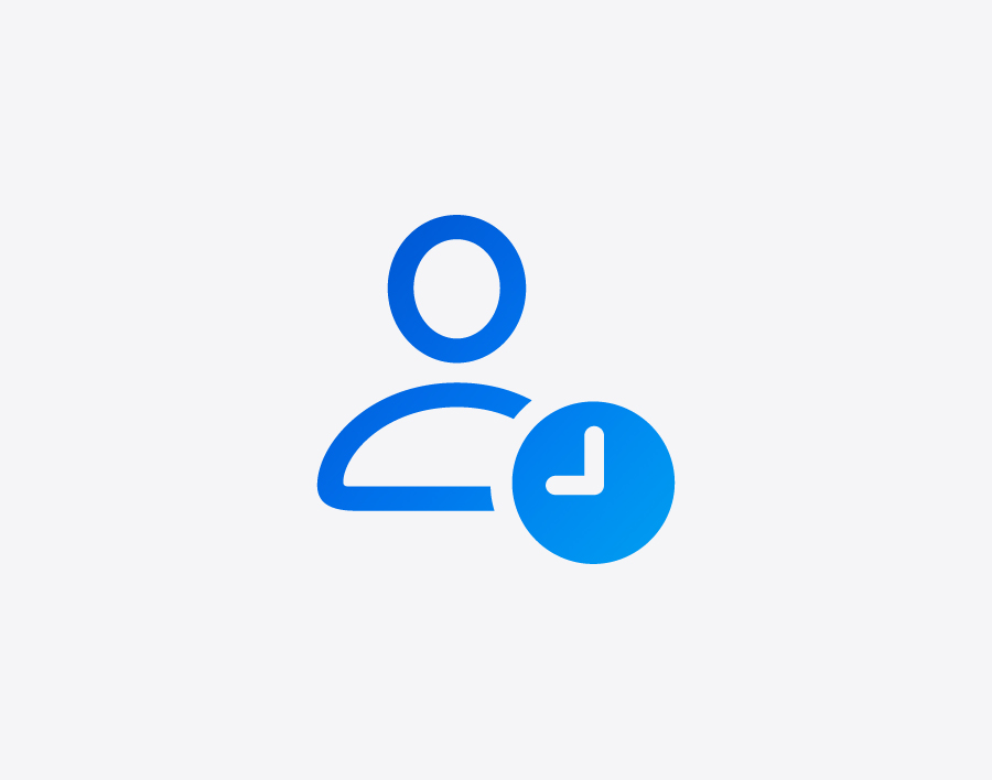 蓝色人形图标，旁边叠加了一个时钟图标。