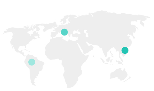 A map of the world with locations pinpointed.